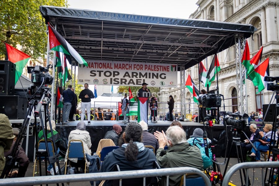 Pro-Palestine demonstrators took to the streets of Central London for the National March for Palestine, marking three years since the war in Gaza began in October 2023. Participants marched in solidarity with Palestinians, carrying Palestinian flags, banners and placards calling for an end to the…