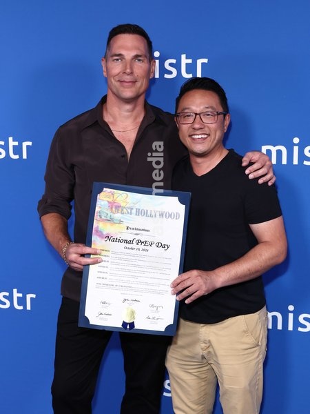 Tristan Schukraft and Danny Hang at MISTR's 2nd Annual National PrEP Day Celebration held at The Abbey Food and Bar on October 10, 2026 in West Hollywood, Los Angeles, California, United States