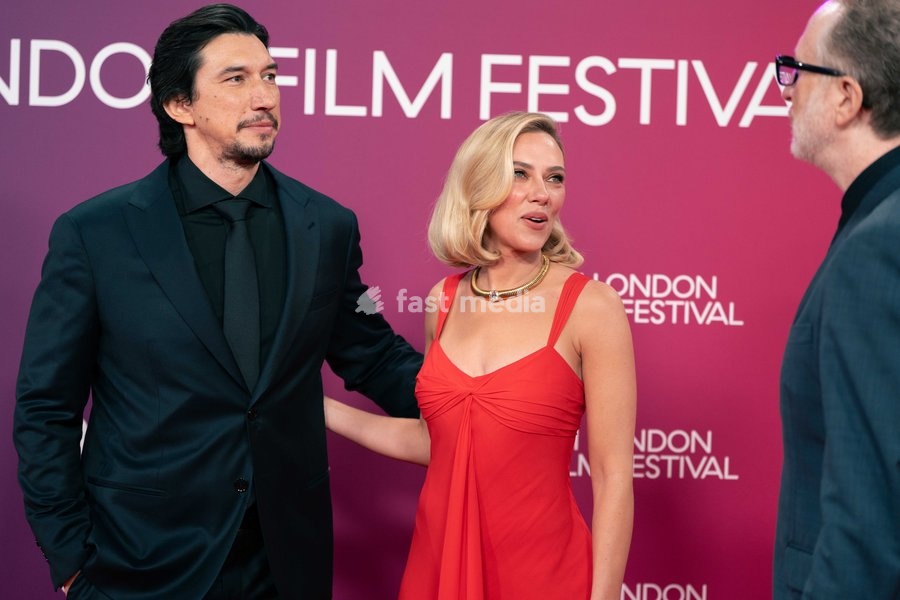 Adam Driver, Scarlett Johansson and James Gray attend the premiere of 'Paper Tiger' during the 70th BFI London Film Festival at the Royal Festival Hall in London, United Kingdom on October 10, 2026