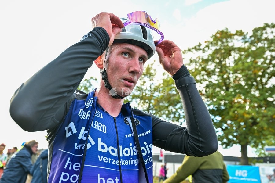 Belgium's Arne Baers is pictured after the men elite race of the 'Mosselcross' cyclocross cycling event, on Sunday 11 October 2026, in Dendermonde, the first race (out of 7) of the HG Cross competition