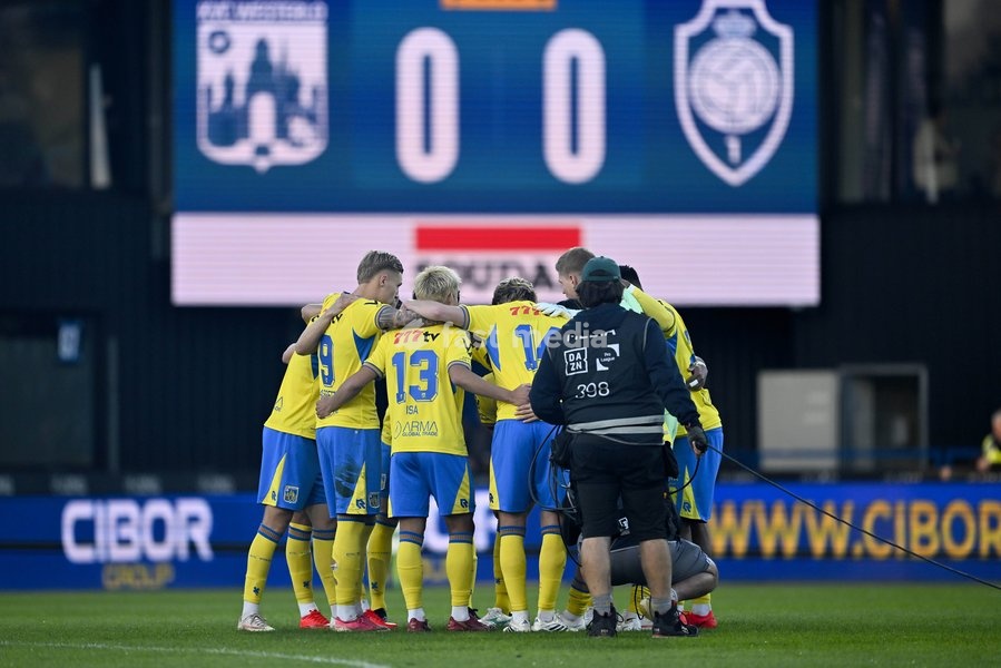 Westerlo's players pictured during a soccer match between KVC Westerlo and Royal Antwerp FC, Sunday 11 October 2026 in Westerlo, on day 8 of the 2026-2027 'Jupiler Pro League' first division of the Belgian championship