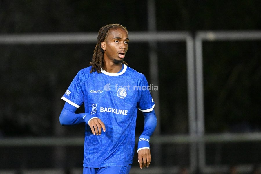 Jong Gent's Trey Kongolo is pictured during a soccer match between Jong KAA Gent and FCV Rfc Seraing, Sunday 11 October 2026 in Gent, on day 7 of the 2026-2027 'Challenger Pro League' second highest division of the Belgian championship