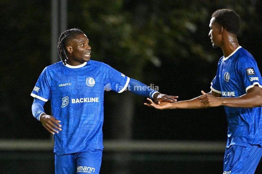 Jong Gent's Abdoul Ayinde celebrates during a soccer match between Jong KAA Gent and FCV Rfc Seraing, Sunday 11 October 2026 in Gent, on day 7 of the 2026-2027 'Challenger Pro League' second highest division of the Belgian championship