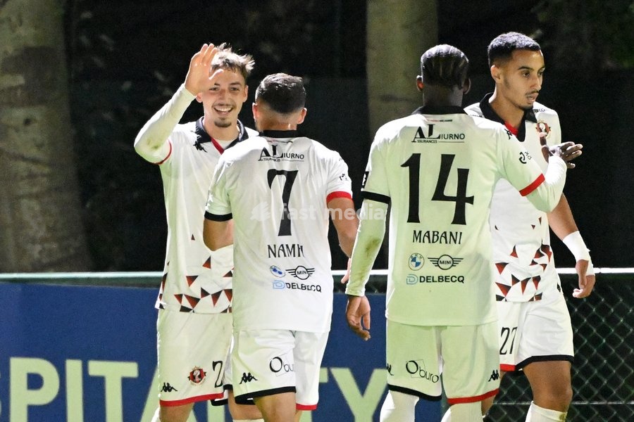 Seraing's Tom Lockman celebrates after scoring the 1-2 goal during a soccer match between Jong KAA Gent and FCV Rfc Seraing, Sunday 11 October 2026 in Gent, on day 7 of the 2026-2027 'Challenger Pro League' second highest division of the Belgian championship
