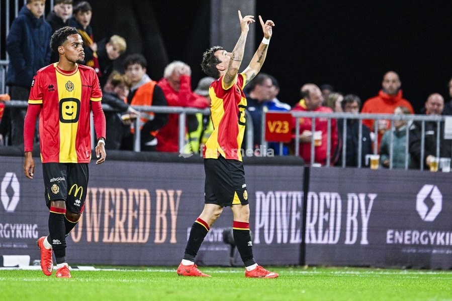 Mechelen's Benito Raman celebrates after scoring during a soccer match between KV Mechelen and Sint-Truiden VV, Sunday 11 October 2026 in Mechelen, on day 8 of the 2026-2027 'Jupiler Pro League' first division of the Belgian championship