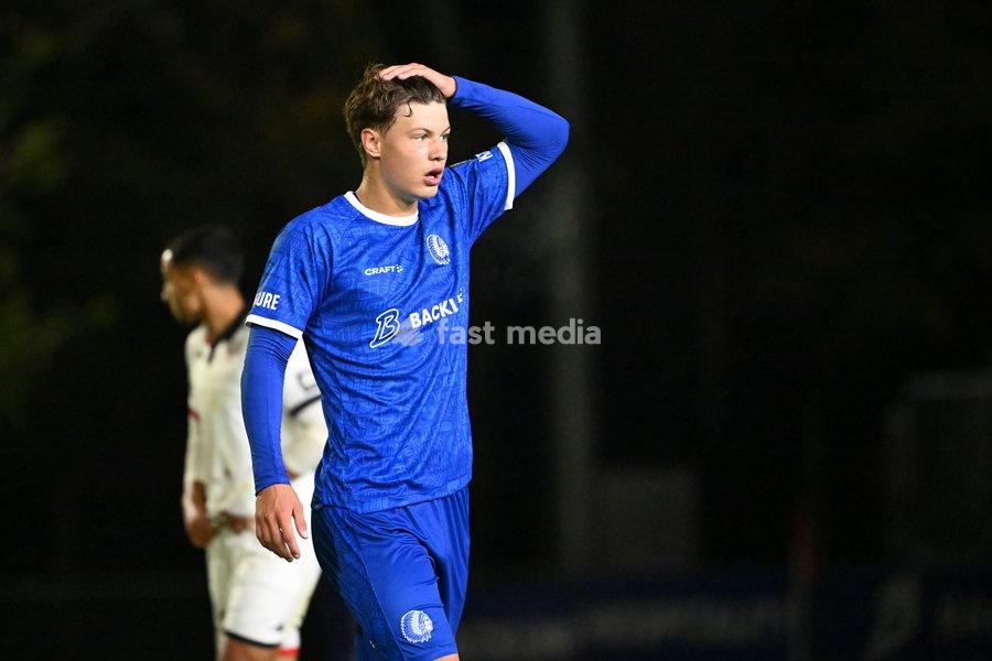 Jong Gent's Preben Blondeel is pictured during a soccer match between Jong KAA Gent and FCV Rfc Seraing, Sunday 11 October 2026 in Gent, on day 7 of the 2026-2027 'Challenger Pro League' second highest division of the Belgian championship