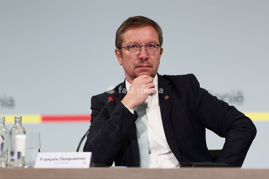 Vice-President and Walloon Minister in charge of Regional Planning, Public Works, Mobility, Road Safety and Local Authorities Francois Desquesnes pictured during a press conference of the Walloon Government on the budget 2027, Monday 12 October 2026 ,in Jambes, Namur