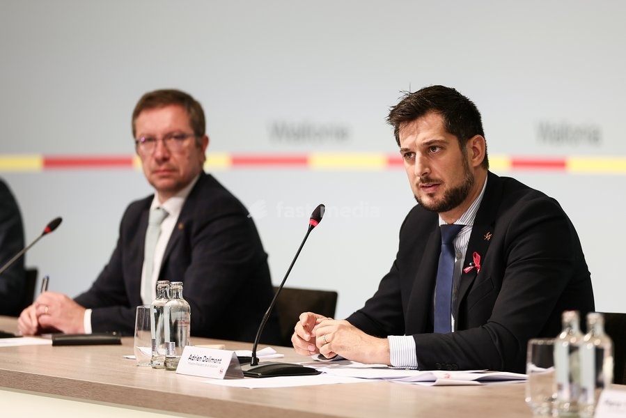 Walloon Minister President Adrien Dolimont pictured during a press conference of the Walloon Government on the budget 2027, Monday 12 October 2026 ,in Jambes, Namur