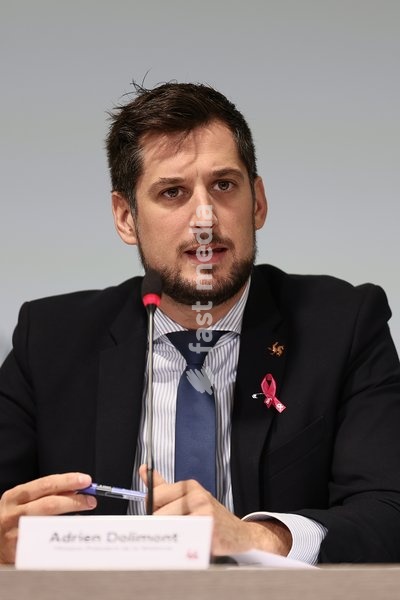 Walloon Minister President Adrien Dolimont pictured during a press conference of the Walloon Government on the budget 2027, Monday 12 October 2026 ,in Jambes, Namur