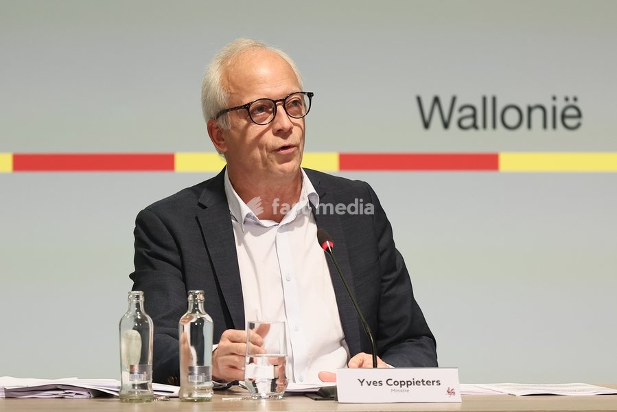 Walloon Minister of Health, Environment, Social Economy, Social Action, Disability, Fight against Poverty, Equal Opportunities and Women's Rights Yves Coppieters pictured during a press conference of the Walloon Government on the budget 2027, Monday 12 October 2026 ,in Jambes, Namur