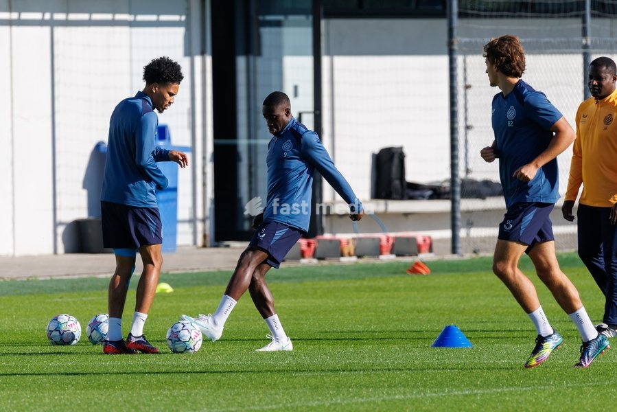 Club's Carlos Forbs pictured in action during a training session of Belgian soccer team Club Brugge KV, Monday 12 October 2026 in Knokke-Heist. Club is preparing for the the UEFA Champions League league phase game against Italian Inter Milan