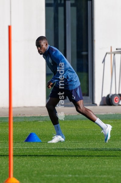 Club's Carlos Forbs pictured in action during a training session of Belgian soccer team Club Brugge KV, Monday 12 October 2026 in Knokke-Heist. Club is preparing for the the UEFA Champions League league phase game against Italian Inter Milan