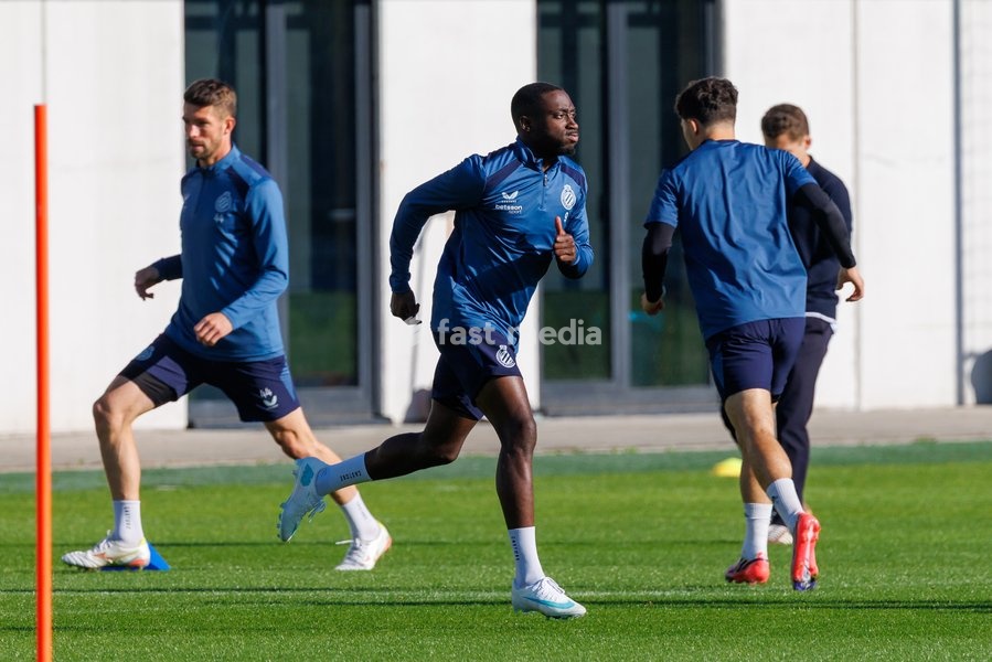 Club's Carlos Forbs pictured in action during a training session of Belgian soccer team Club Brugge KV, Monday 12 October 2026 in Knokke-Heist. Club is preparing for the the UEFA Champions League league phase game against Italian Inter Milan