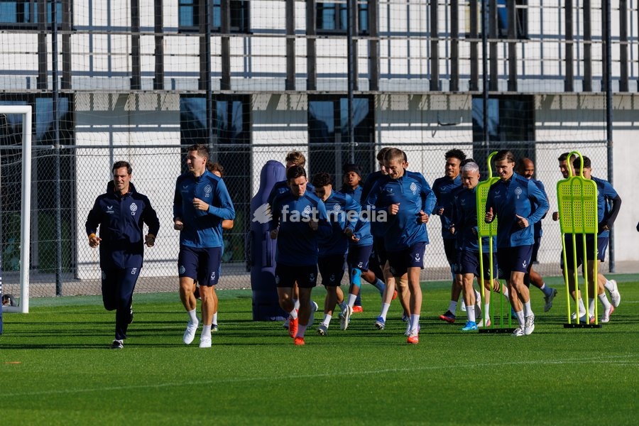Club's players pictured in action during a training session of Belgian soccer team Club Brugge KV, Monday 12 October 2026 in Knokke-Heist. Club is preparing for the the UEFA Champions League league phase game against Italian Inter Milan