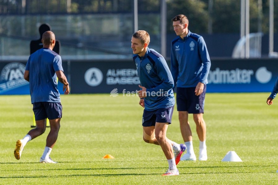 Club's Romeo Vermant pictured in action during a training session of Belgian soccer team Club Brugge KV, Monday 12 October 2026 in Knokke-Heist. Club is preparing for the the UEFA Champions League league phase game against Italian Inter Milan