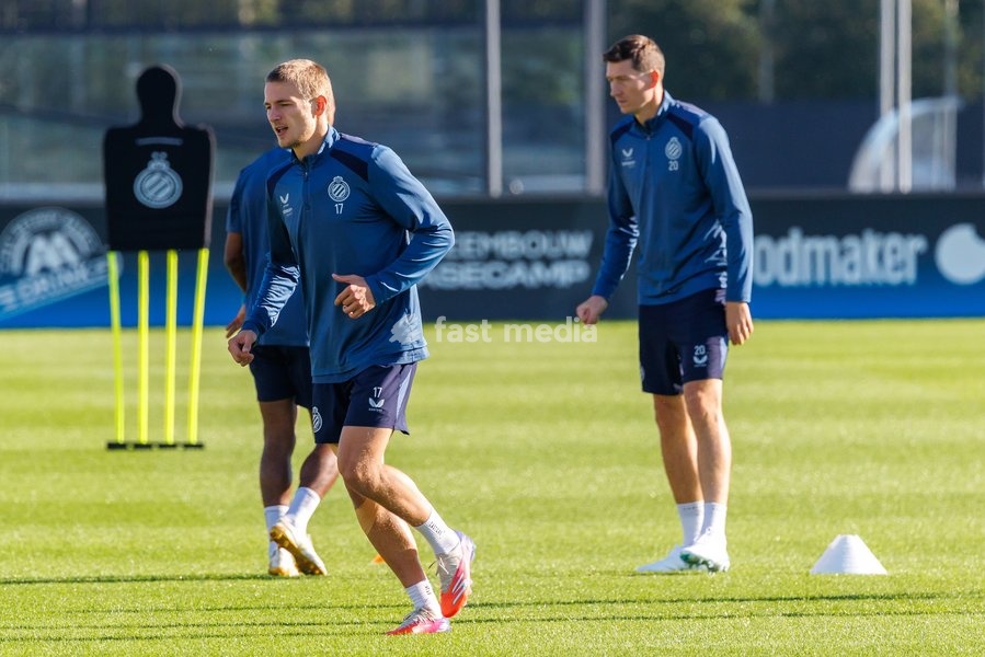 Club's Romeo Vermant pictured in action during a training session of Belgian soccer team Club Brugge KV, Monday 12 October 2026 in Knokke-Heist. Club is preparing for the the UEFA Champions League league phase game against Italian Inter Milan