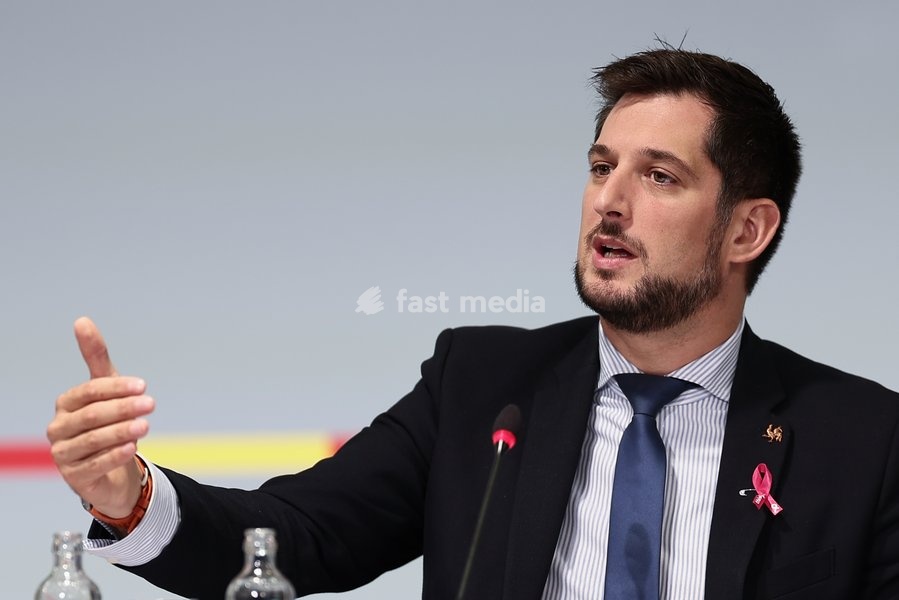 Walloon Minister President Adrien Dolimont pictured during a press conference of the Walloon Government on the budget 2027, Monday 12 October 2026 ,in Jambes, Namur