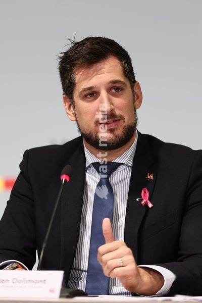 Walloon Minister President Adrien Dolimont pictured during a press conference of the Walloon Government on the budget 2027, Monday 12 October 2026 ,in Jambes, Namur