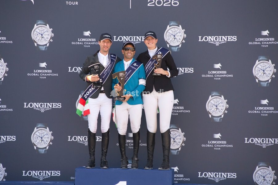 Italy, Rome, 11 October, 2026 - Longines Global Champions Tour Rome. Pietro Giannattasio Military Hippodrome, Pictured : Pieter Devos - Abdel Savod - Lara Tryba Photo