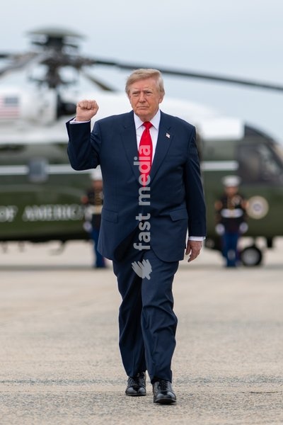President Donald J. Trump disembarks Marine One at Joint Base Andrews, Maryland on Saturday, October 10, 2026, and boards Air Force One en route Campbell Army Airfield in Fort Campbell, Kentucky