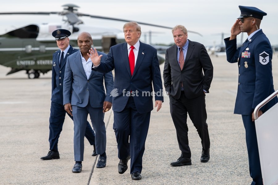 President Donald J. Trump disembarks Marine One at Joint Base Andrews, Maryland on Friday, October 9, 2026, and boards Air Force One en route Syracuse Hancock International Airport in Syracuse, New York
