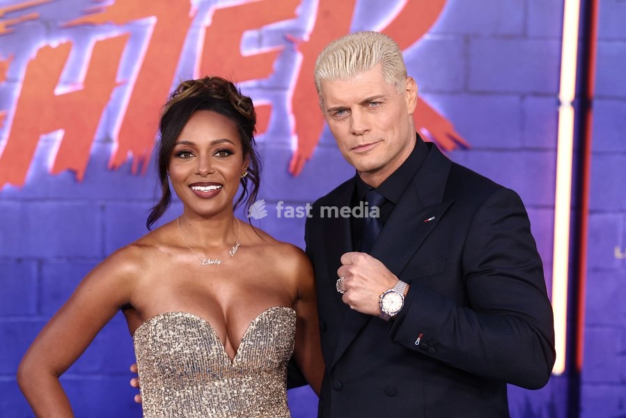 Brandi Rhodes and Cody Rhodes at the World Premiere Of Paramount Pictures' 'Street Fighter' held at the TCL Chinese Theatre IMAX at Ovation Hollywood on October 12, 2026 in Hollywood, Los Angeles, California, United States