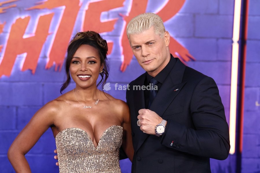Brandi Rhodes and Cody Rhodes at the World Premiere Of Paramount Pictures' 'Street Fighter' held at the TCL Chinese Theatre IMAX at Ovation Hollywood on October 12, 2026 in Hollywood, Los Angeles, California, United States