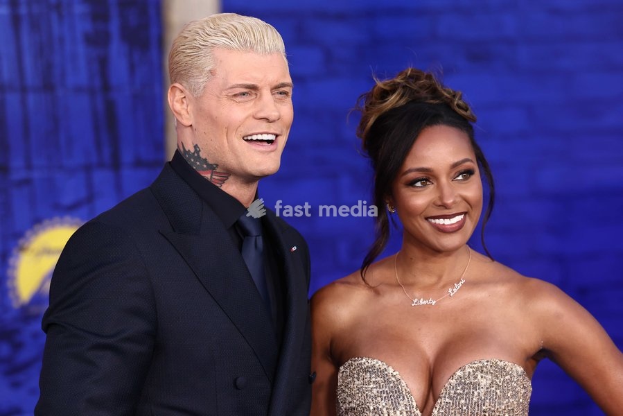 Cody Rhodes and Brandi Rhodes at the World Premiere Of Paramount Pictures' 'Street Fighter' held at the TCL Chinese Theatre IMAX at Ovation Hollywood on October 12, 2026 in Hollywood, Los Angeles, California, United States