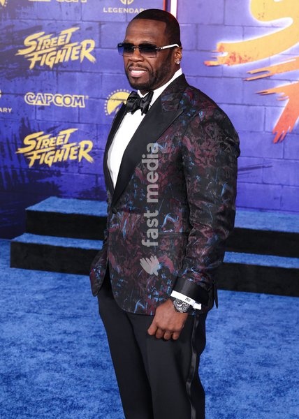 HOLLYWOOD, LOS ANGELES, CALIFORNIA, USA - OCTOBER 12: 50 Cent (Curtis James Jackson III) arrives at the World Premiere Of Paramount Pictures' 'Street Fighter' held at the TCL Chinese Theatre IMAX at Ovation Hollywood on October 12, 2026 in Hollywood, Los Angeles, California, United States
