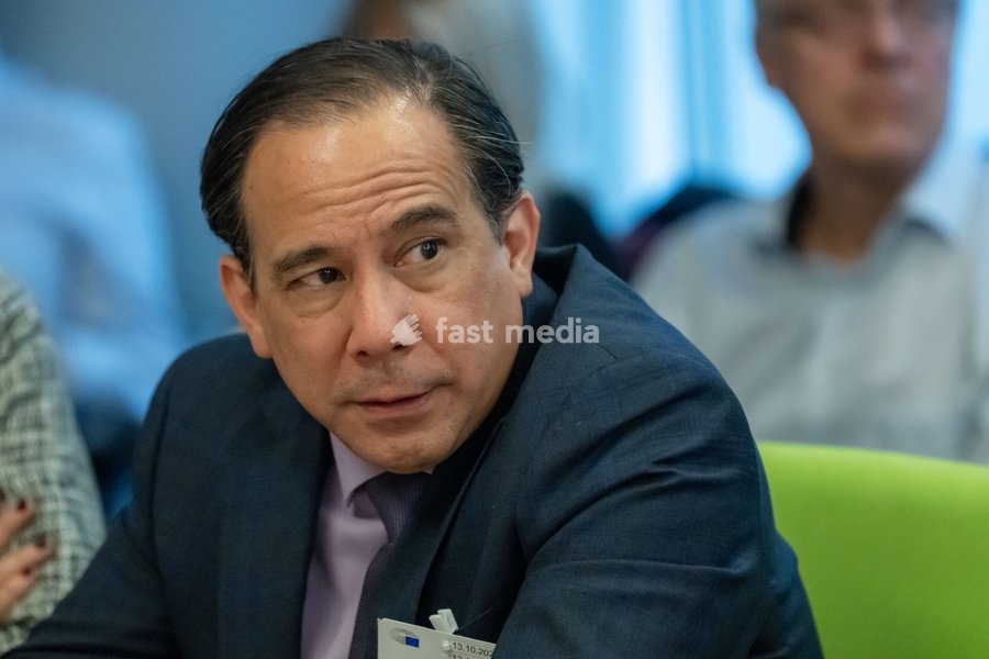 Associated Press Vice President of News Strategy Michael Giarrusso is pictured during a meeting of the News Media Coalition (NMC) on Tuesday 13 October 2026, in Brussels
