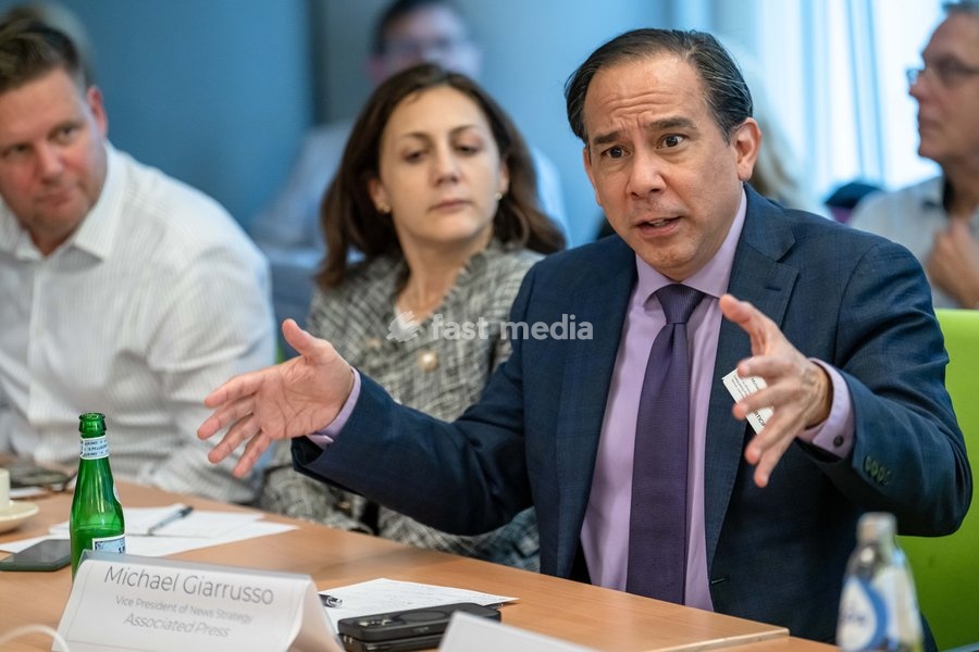 Associated Press Vice President of News Strategy Michael Giarrusso is pictured during a meeting of the News Media Coalition (NMC) on Tuesday 13 October 2026, in Brussels