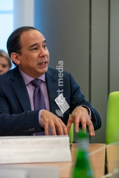 Associated Press Vice President of News Strategy Michael Giarrusso is pictured during a meeting of the News Media Coalition (NMC) on Tuesday 13 October 2026, in Brussels