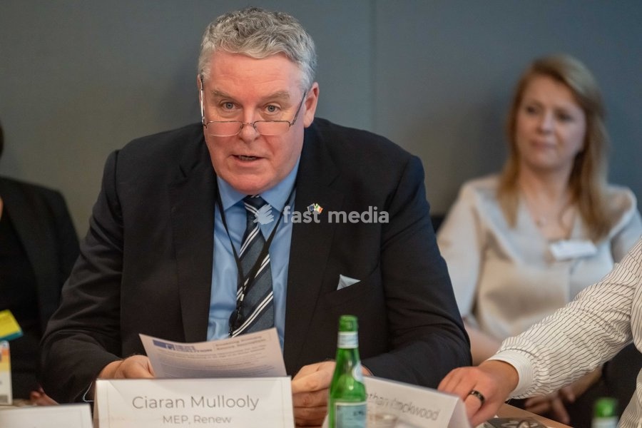 MEP for Renew, Ciaran Mullooly is pictured during a meeting of the News Media Coalition (NMC) on Tuesday 13 October 2026, in Brussels