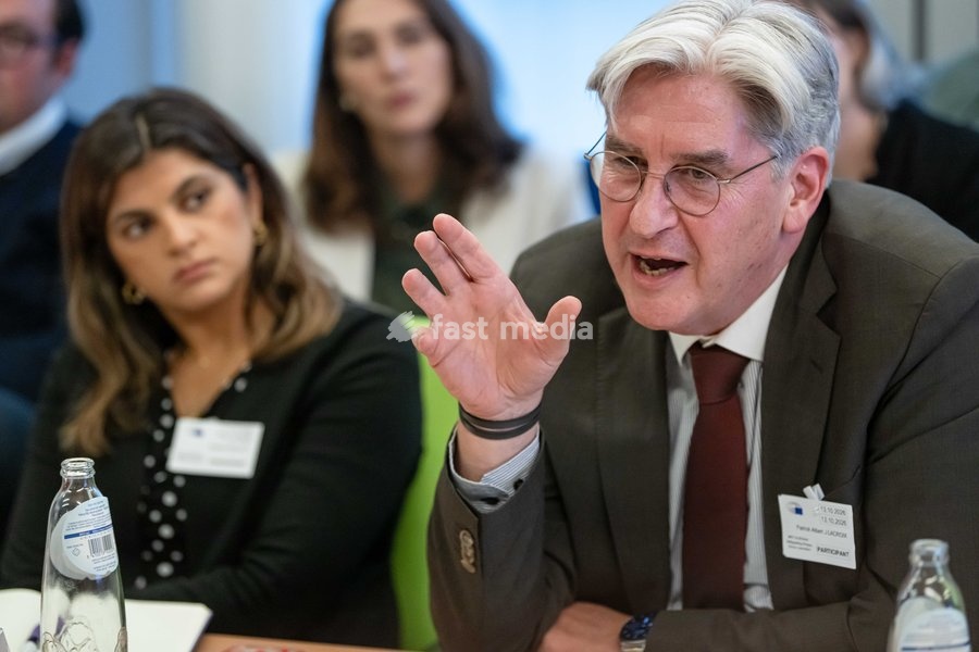 Belga CEO Patrick Lacroix is pictured during a meeting of the News Media Coalition (NMC) on Tuesday 13 October 2026, in Brussels