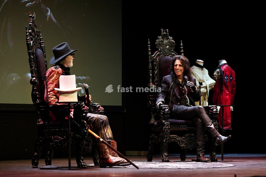 Alice Cooper and Arthur Brown seen on stage at the Alice Cooper - Devil On My Shoulder Book Tour held at the London Palladium London, UK . 13 October, 2026