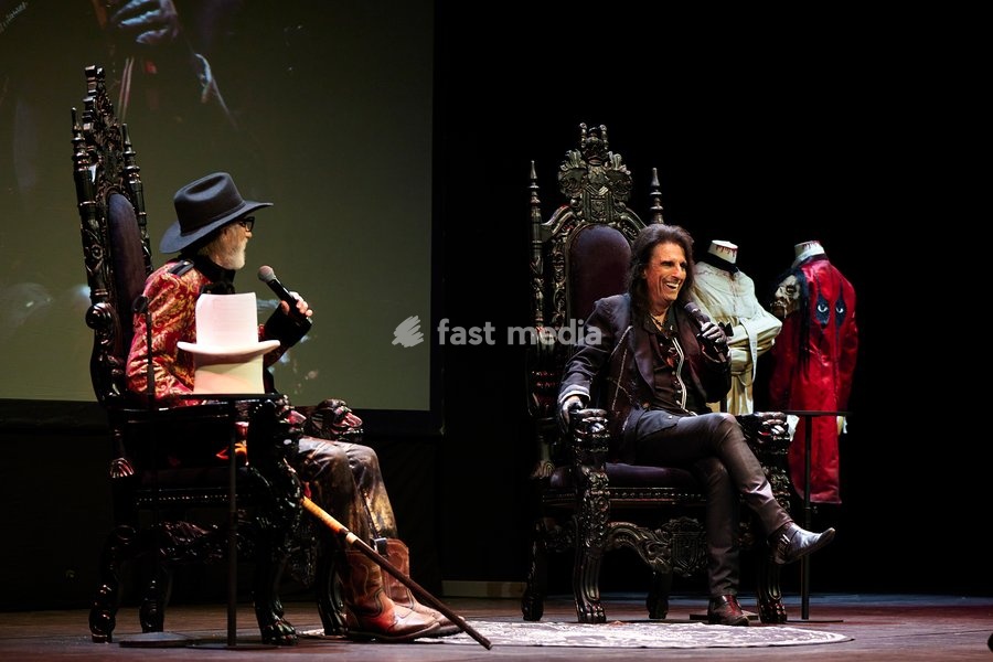 Alice Cooper and Arthur Brown seen on stage at the Alice Cooper - Devil On My Shoulder Book Tour held at the London Palladium London, UK . 13 October, 2026