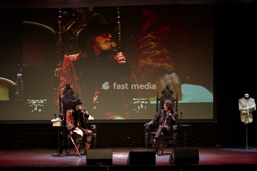 Alice Cooper and Arthur Brown seen on stage at the Alice Cooper - Devil On My Shoulder Book Tour held at the London Palladium London, UK . 13 October, 2026