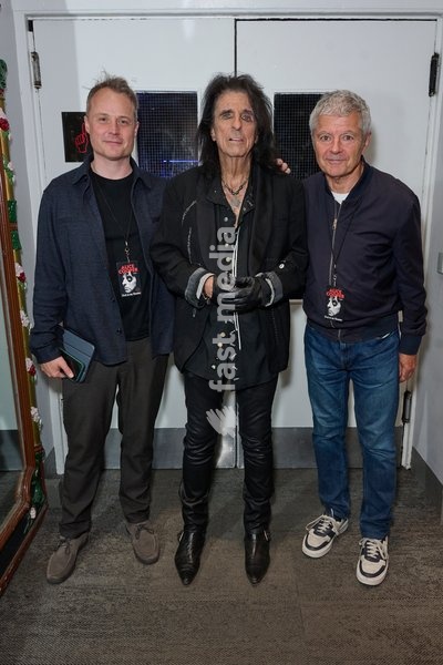 Chris Goodman, Alice Cooper and Alan Edwards seen backstage at the Alice Cooper - Devil On My Shoulder Book Tour held at the London Palladium London, UK . 13 October, 2026