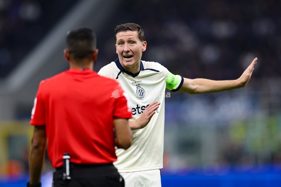 Club's Hans Vanaken reacts during a soccer game between Italian Inter Milan and Belgian Club Brugge KV, Tuesday 13 October 2026 in Milan, Italy, on day 2 of the UEFA Champions League league phase
