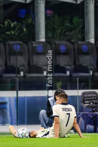 Club's Nicolo Tresoldi is pictured after a soccer game between Italian Inter Milan and Belgian Club Brugge KV, Tuesday 13 October 2026 in Milan, Italy, on day 2 of the UEFA Champions League league phase