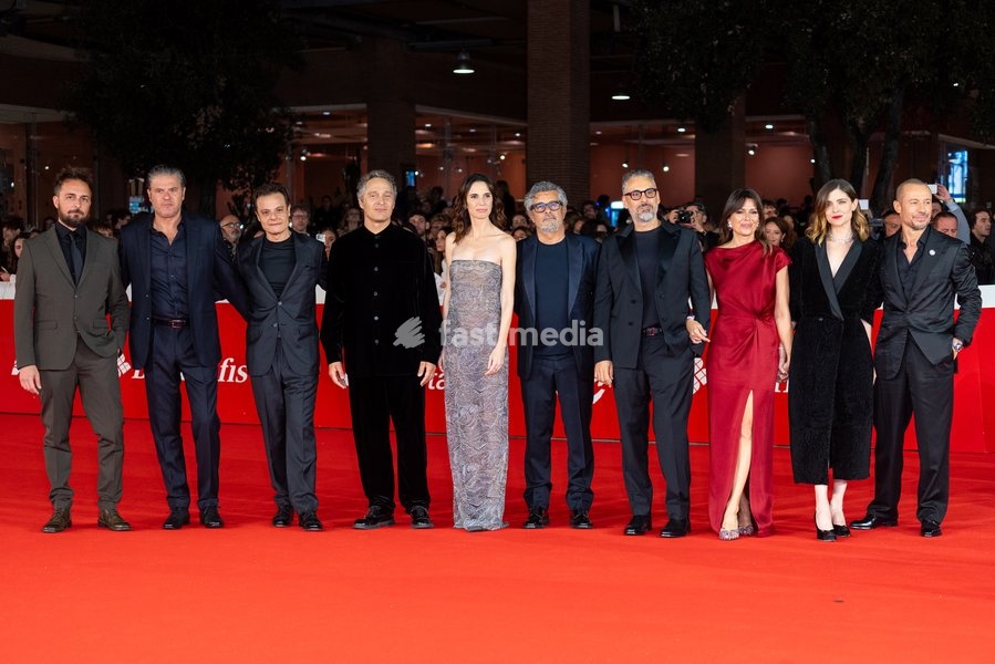 Edoardo Pesce, Lino Musella, Claudio Santamaria, Emanuela Fanelli, Paolo Genovese, Brunori Sas, Claudia Pandolfi, Vittoria Puccini and Stefano Accorsi attend the Open Ceremony red carpet during the 20th Rome Film Festival at Auditorium Parco Della Musica in Rome, Italy on 13 October 2026