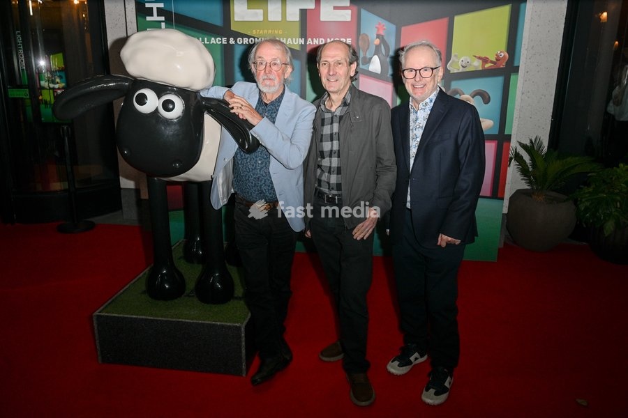 Nick Parks and Sir Peter lord Peter Lord, David Sproxton and Nick Park from Aardman at 'Larger Than Life Starring Wallace & Gromit, Shaun and More' world premiere, Lightroom, London, UK - 13 Oct 2026 at LightRoom, UK 13/10/2026