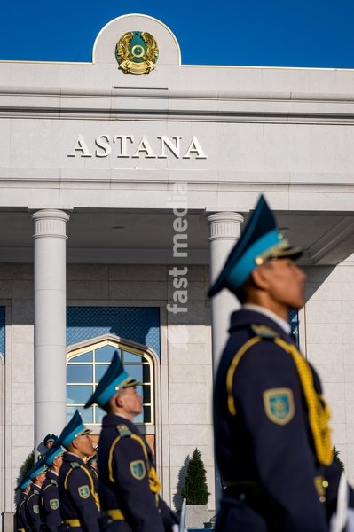 The guard of honour pictured before the farewell ceremony and departure with the governmental aircraft from Astana Airport to Almaty Airport the official state visit of the Belgian King and Queen to Kazakhstan, on Wednesday 14 October 2026. The first State Visit of Belgium's royal couple in central…
