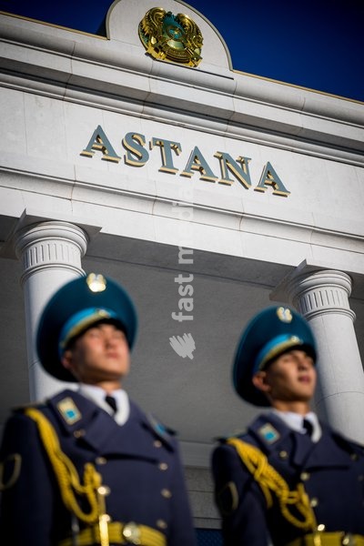 The guard of honour pictured before the farewell ceremony and departure with the governmental aircraft from Astana Airport to Almaty Airport the official state visit of the Belgian King and Queen to Kazakhstan, on Wednesday 14 October 2026. The first State Visit of Belgium's royal couple in central…