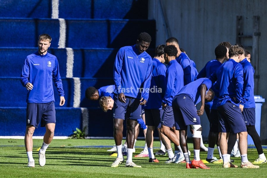 Gent's Siebe Van der Heyden pictured during a training session of Belgian soccer team KAA Gent, Wednesday 14 October 2026 in Gent. The team is preparing for the opening match of the UEFA Conference League league phase against Danish Aarhus GF tomorrow