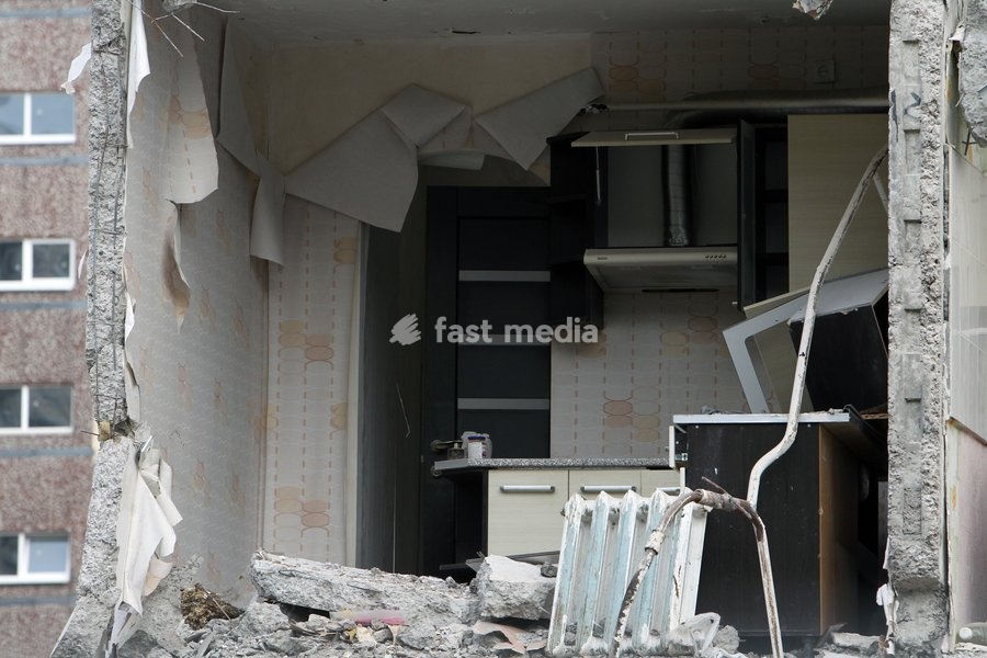 The aftermath of a Russian drone strike on a nine-story residential building overnight on November 7-8, 2025, Dnipro, Ukraine, on October 13, 2026. A Russian attack drone struck the first entrance section of the building at 46 Heroiv Avenue. The attack killed three people and injured 13 others