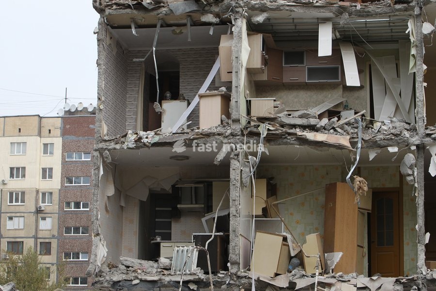 The aftermath of a Russian drone attack on a nine-story residential building overnight on November 7-8, 2025, Dnipro, Ukraine, on October 13, 2026. During the attack, a Russian strike drone hit the first entrance section of the building at 46 Heroiv Avenue. Three people were killed and 13 others…