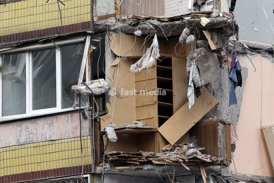 The aftermath of a Russian drone strike on a nine-story residential building overnight on November 7-8, 2025, Dnipro, Ukraine, on October 13, 2026. A Russian attack drone struck the first entrance section of the building at 46 Heroiv Avenue. The attack killed three people and injured 13 others