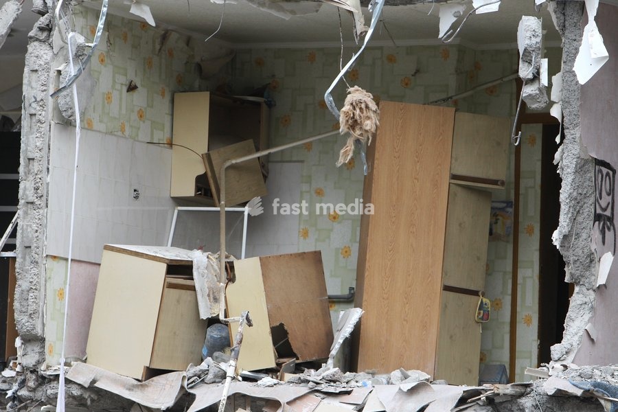 Furniture inside one of the apartments of a nine-story residential building damaged by a Russian drone strike overnight on November 7-8, 2025, Dnipro, Ukraine, on October 13, 2026. A Russian attack drone struck the first entrance section of the building at 46 Heroiv Avenue. The attack killed three…
