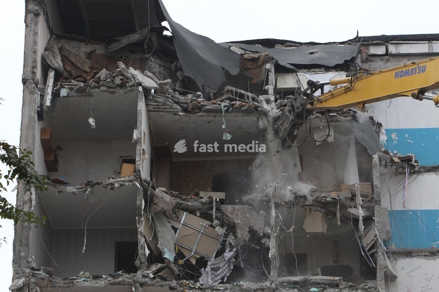 An excavator works during the dismantling of a section of a nine-story residential building damaged in a Russian drone attack overnight on November 7-8, 2025, in Dnipro, Ukraine, on October 13, 2026. Overnight on November 7-8, 2025, a Russian attack drone struck the first section of the nine-story…